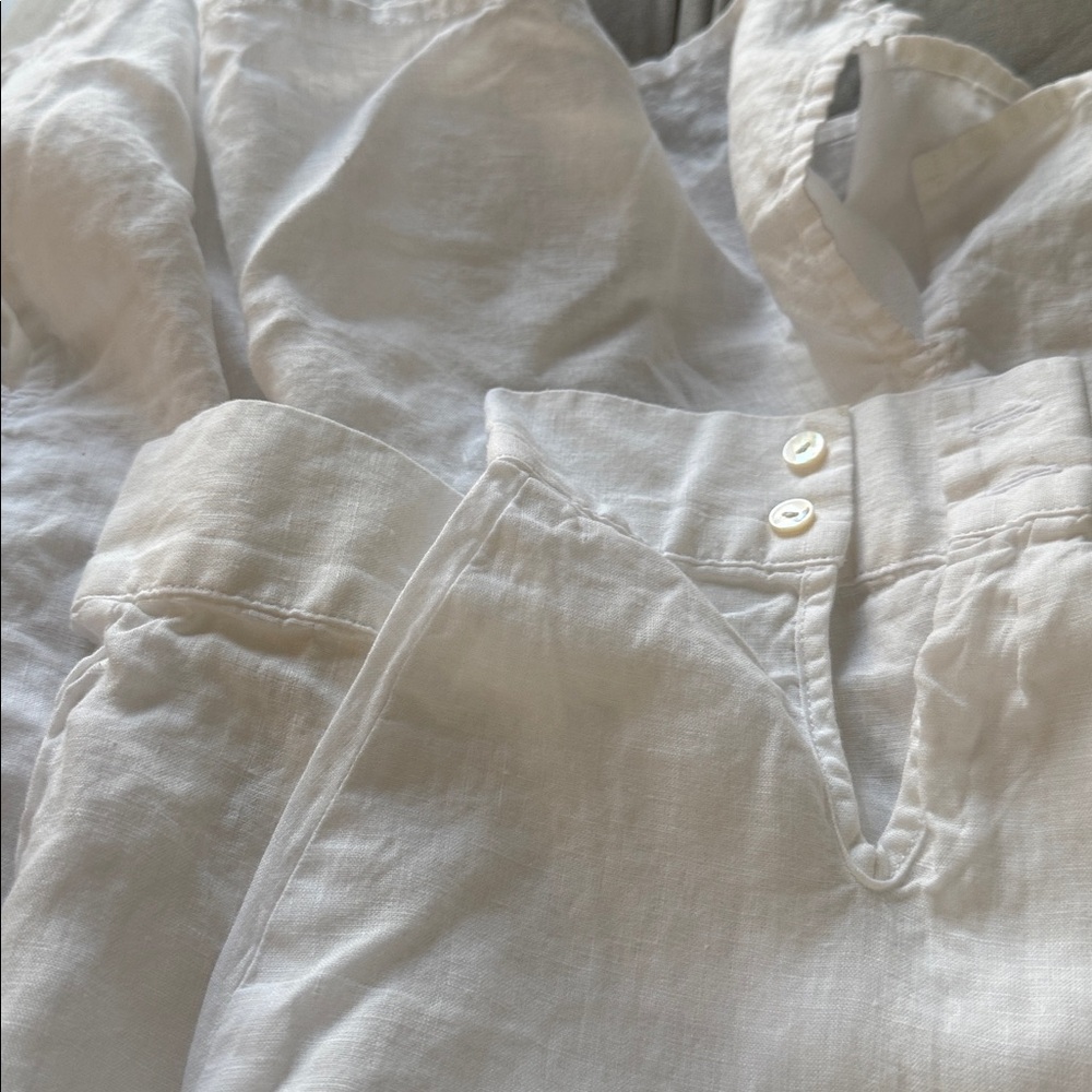 Eileen Fisher white linen button up shirt. 2x - Picture 6 of 7